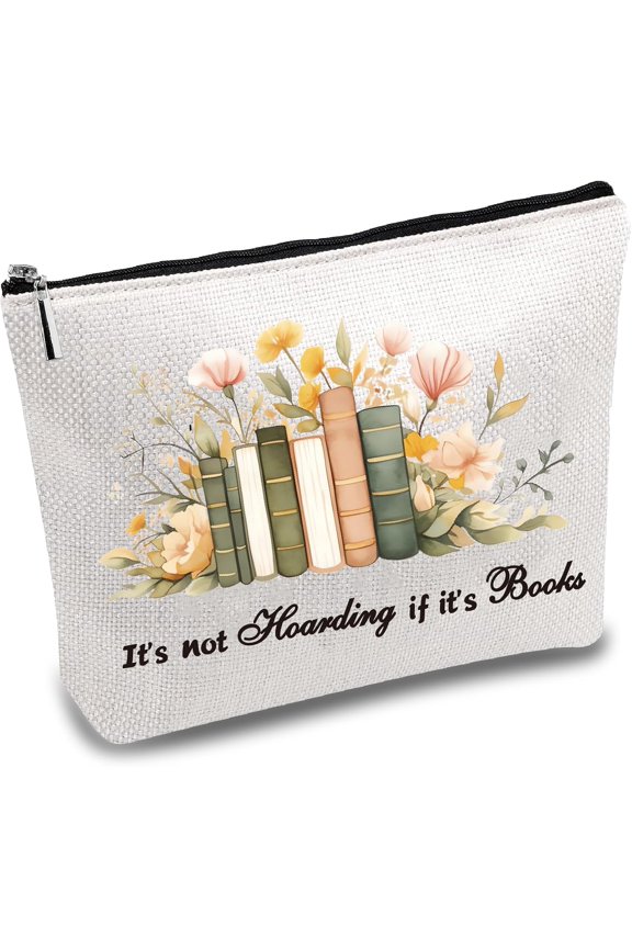 1 pc Makeup Bags for Purse Multi-Function Cosmetic Bag with Zipper Toiletry Travel Washing Bag Make Up Organizer Tool Pouch Large Storage Bags for Women 10x7Inch-It's Not Hoarding if It's Books