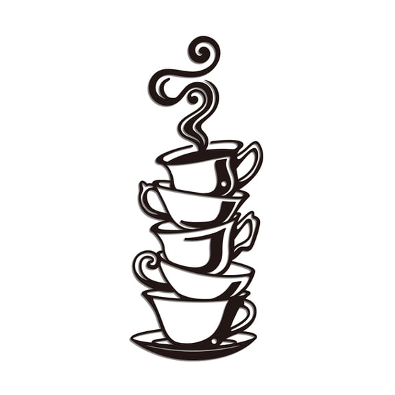 1 pc Metal Coffee Cup Wall Art Decor Iron Metal Coffee Cup Wall Art Decor for Home Decoration Modern Arts Metal Wall Decor for Kitchen Office Restaurant Bar Cafe 12.2x30cm Coffee Cup