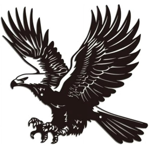 1 pc Metal Eagle Wall Art Decor Eagle Black Iron Metal Wall Art Hanging Decor Signs for Home Decoration Eagle Animals Wall Sculpture Statues Decor Gift for Living Room 11.18x11.81 Inch Eagle