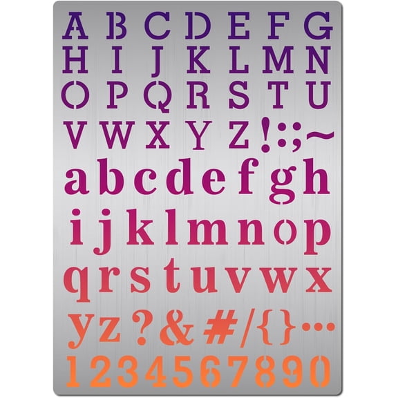 1 pc Metal Letter Stencil Stainless Steel Lettering Alphabet Symbol Christmas Painting Template Journal Tool for Painting Wood Burning Pyrography and Engraving