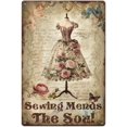 thumbnail image 1 of 1 pc Metal Signs Sewing Mends The Soul Tin Sign Floral Dress Metal Tin Sign Dress Theme Vintage Signs Sewing Metal Wall Arts Bathroom Signs for Home Living Room Garden Girl's Room Wall Arts, 1 of 7