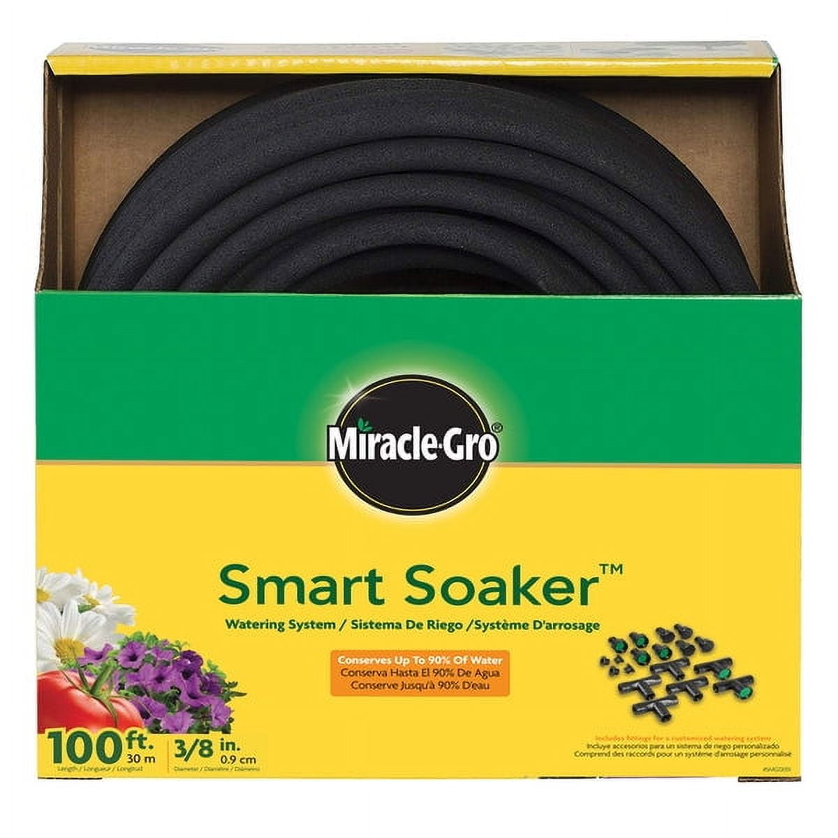 1 pc Miracle-Gro Smart Soaker 3/8 in. Dia. x 100 ft. L Black Soaker Hose