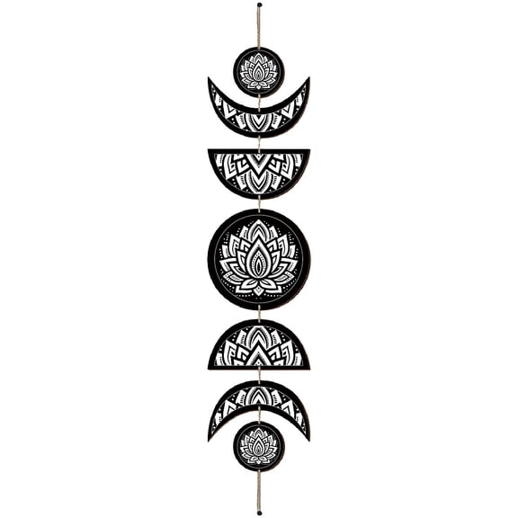 1 pc Moon Phase Wood Hanging Wall Decorations with Cotton Thread Tassels for Home Wall Decorations July Lotus 790mm for DIY