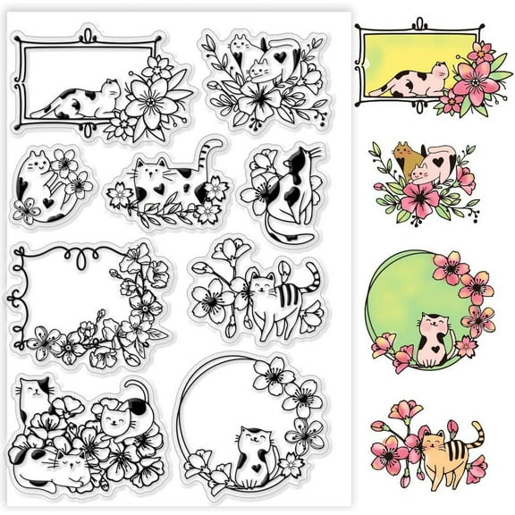1 pc Moon Theme PVC Plastic Clear Stamps for DIY Scrapbooking Photo Album Decorative Cards Making Cat Shape 160x110mm