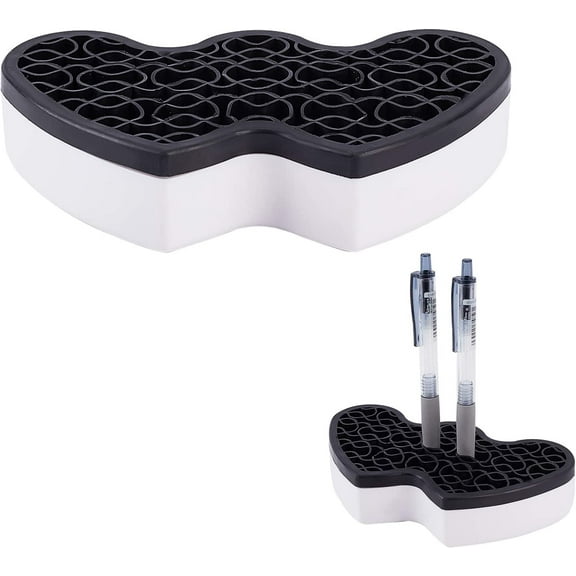 1 pc Multipurpose Silicone Storage Box for Cosmetics Brush Holder Pen Holder Toothbrush Holder Lipstick Holder Double Heart Black 9x15.6x3.35cm Box Size: 18.6x8.8x3.55cm