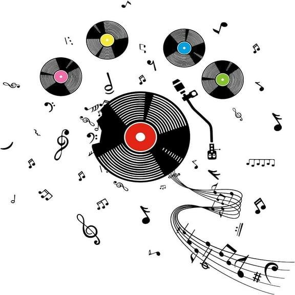 1 pc Musical Note Wall Stickers Creative Removable Wall Decals Music Notes Wall Sticker Vinyl Mural Wallpaper for Music Studio Dance Room Bedroom Art Decorations 39x80cm/15.4x31.5inch