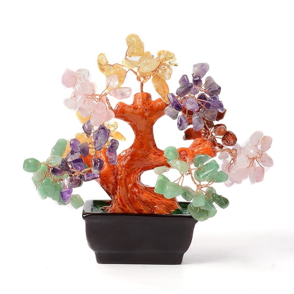 1 pc Natural Gemstone Chips Money Tree Bonsai Display Decorations for Home Office Decor Good Luck 140x85x170mm Mixed Stone