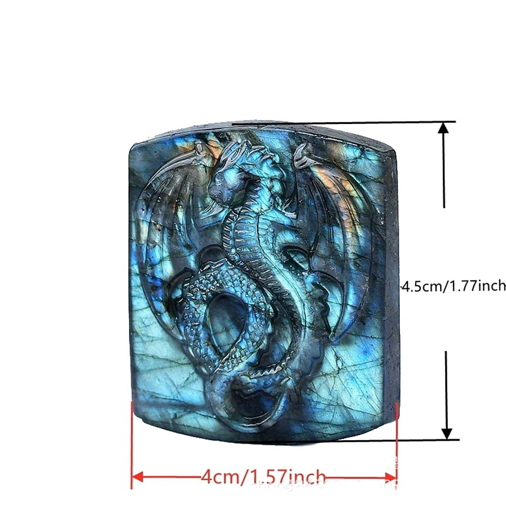 1 pc Natural Labradorite Carved Healing Figurines Reiki Energy Stone Display Decorations Dragon 45x40mm