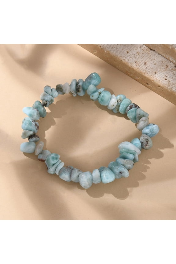 1 pc Natural Larimar Beaded Stretch Bracelets 2 inch(48mm)