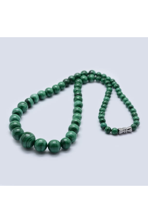 1 pc Natural Malachite Graduated Beaded Necklaces with Brass Clasps Medium Sea Green 18.9 inch(48cm)