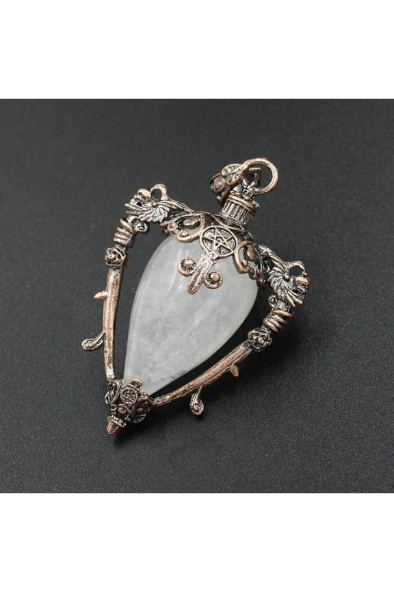 1 pc Natural Quartz Point Pendulum Pendants with Red Copper Brass Findings Triangle 54x35x23mm