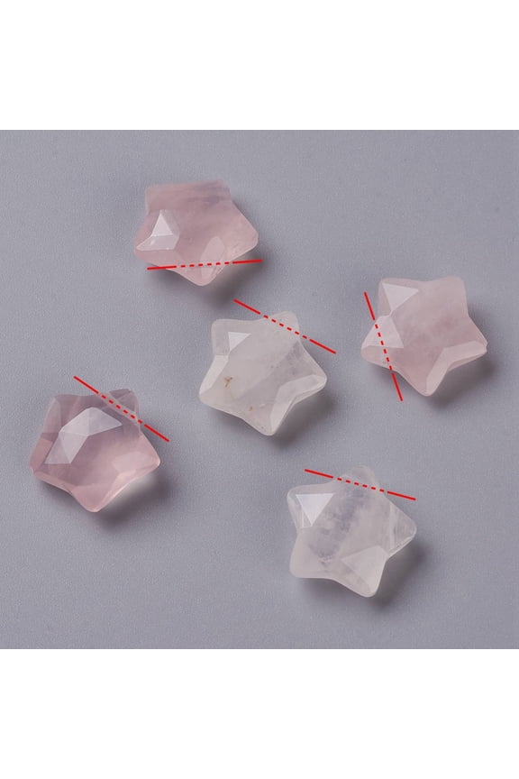1 pc Natural Rose Quartz Charms Star Faceted 13~13.5x14~14.5x6~6.5mm Hole: 0.8mm