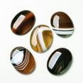 thumbnail image 1 of 1 pc Natural Striped Agate/Banded Agate Cabochons Flat Back Oval Dyed Saddle Brown 40x30x7mm, 1 of 3
