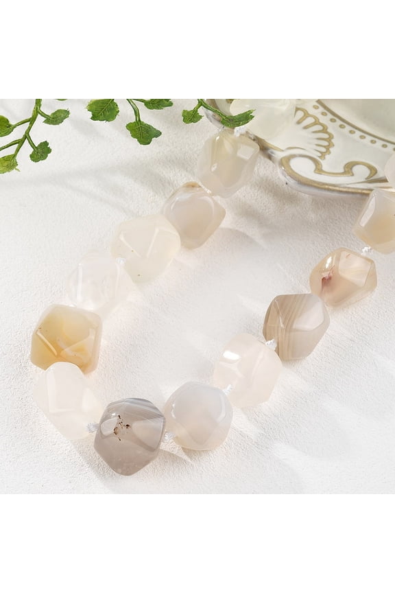 1 pc Natural White Agate Beaded Necklaces for Women Men 20.08~21.26 inch(51~54cm)
