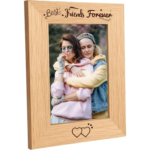 1 pc Natural Wood oto Frames for Tabletop Display oto Frame Rectangle with Word Heart Pattern 200x150mm