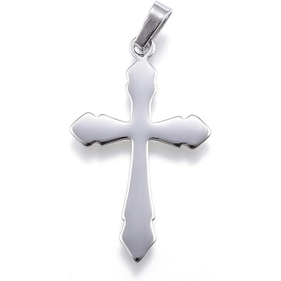 1 pc Non-Tarnish 304 Stainless Steel Pendants with 201 Stainless Steel Clasp Cross Stainless Steel Color 36.5x22x1mm Hole: 4x8mm