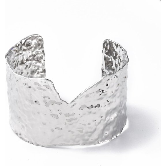 1 pc Non-Tarnish 304 Stainless Steel Wide Open Cuff Bangle for Women Stainless Steel Color Inner Diameter: 1-3/4x2-3/8 inch(4.6cmx6.15cm)