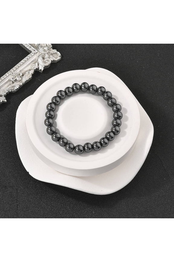 1 pc Non-magnetic Hematite Beaded Ball Stretch Bracelets Inner Diameter: 2-1/4 inch(5.8cm)DIY