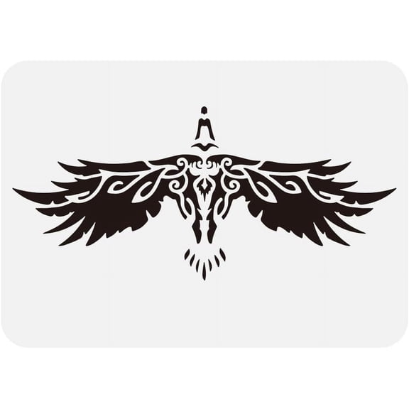 1 pc Odin Raven Painting Large Stencil 8.3x11.7" Viking Raven Drawing Template Reusable Raven Pattern Viking Themes Painting Stencil for Painting on Wall Wood Furniture DIY Home Decor