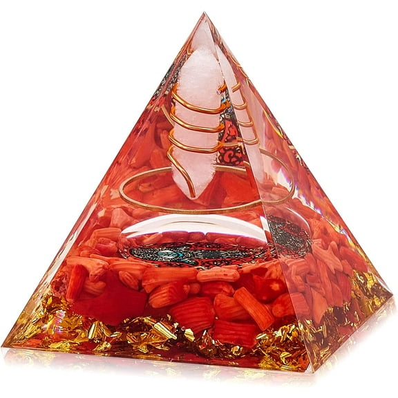 1 pc Orgone Pyramid Protection Crystal Gemstone Pyramid Reiki Positive Energy Pyramid Chakra Meditation Pyramid for Success Health Lucky Anti-Stress Decor Gift Collection