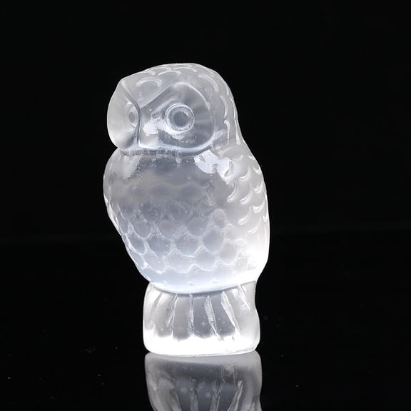 1 pc Owl Natural Selenite Figurines Reiki Energy Stone Display Decorations for Home Ornament WhiteSmoke 33x43x75mm