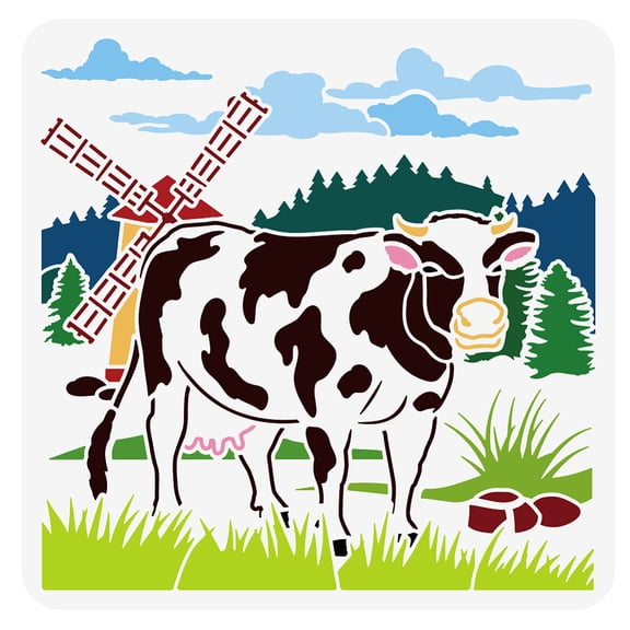 1 pc PET Hollow Out Drawing Painting Stencils for DIY Scrapbook Photo Album Cattle Pattern 300x300mm