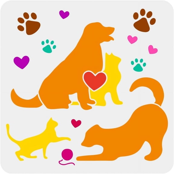 1 pc PET Hollow Out Drawing Painting Stencils for DIY Scrapbook Photo Album Dog 30x30cm