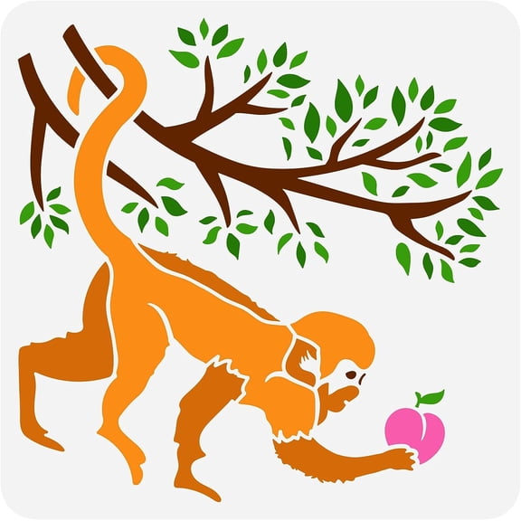1 pc PET Hollow Out Drawing Painting Stencils for DIY Scrapbook Photo Album Monkey Pattern 30x30cm for DIY