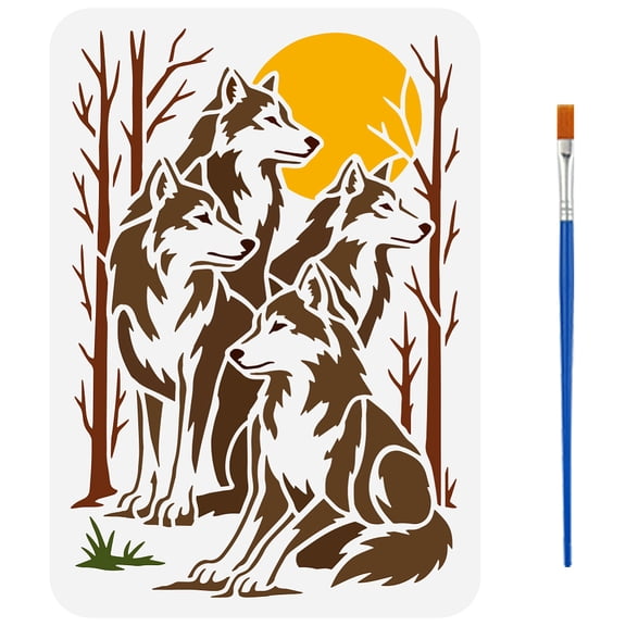 1 pc PET Hollow Out Drawing Painting Stencils for DIY Scrapbook Photo Album Wolf 297x210mm DIY