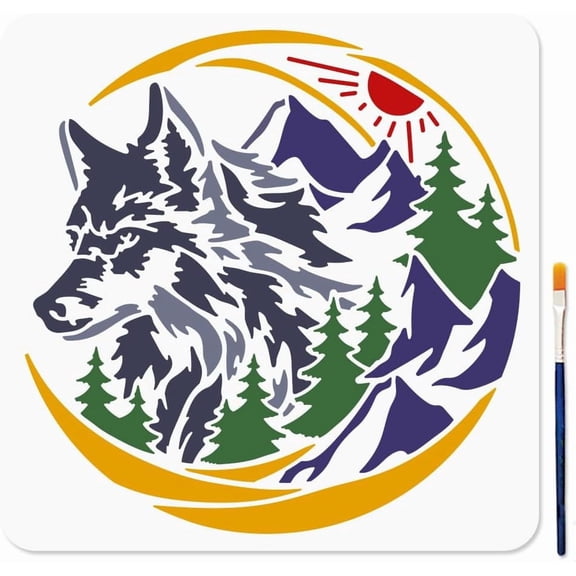 1 pc PET Hollow Out Drawing Painting Stencils for DIY Scrapbook Photo Album Wolf 300x300mm for Handmade