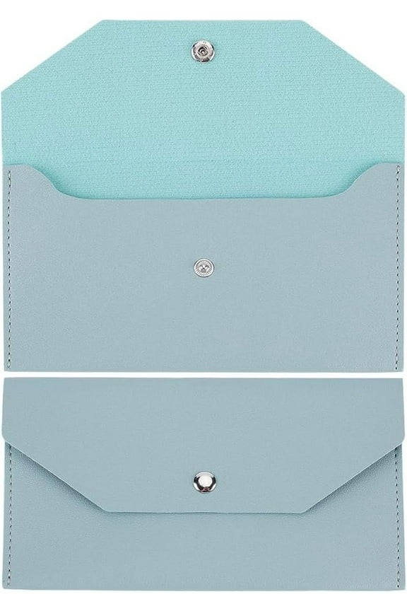 1 pc PU Leather Wallets Rectangle Steel Blue 9.7x17.5x0.4cm