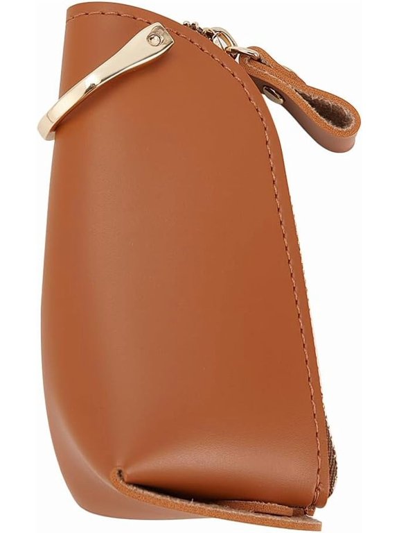 1 pc PU Leather Zipper Car Key Case with Zinc Alloy Clasp Camel 138mm for Handmade
