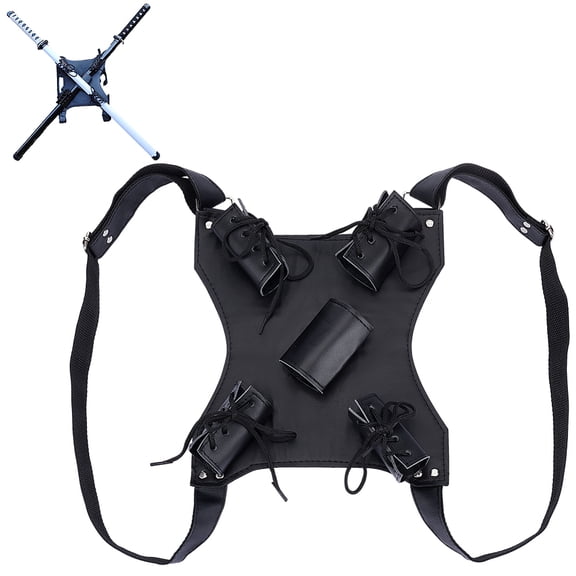 1 pc PU Leather with Alloy Waist Fencing Sheath Sword Storage Bag Sword Carry Case Black 272x240x2~4.5mm