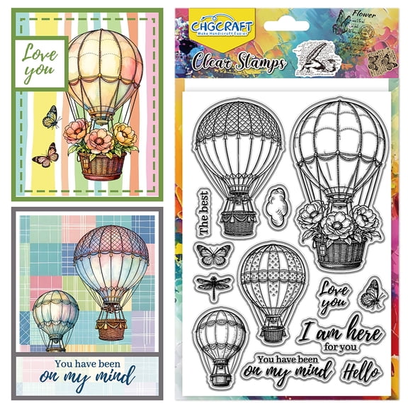 1 pc PVC Plastic Clear Stamps for DIY Scrapbooking Photo Album Decorative Cards Making Hot Air Balloon 160x110x3mm