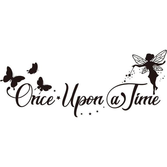 1 pc PVC Wall Stickers for Wall Decoration Word Once Upon A Time Butterfly Pattern 516x238mm