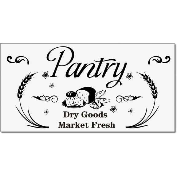 1 pc Pantry Dry Goods Market Fresh Vinyl Lettering Wall Decal Handwriting Words Wall Stickers Self-Adhesive Mural Decoration for Home Kitchen Restaurant Dinning Room Refrigerator Window Door