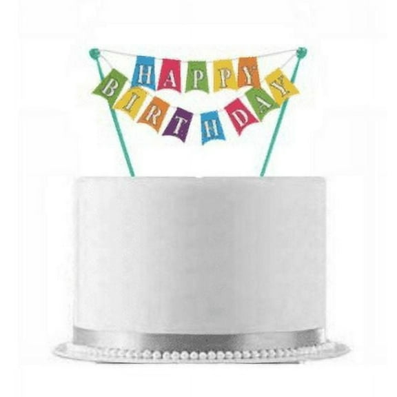 1 pc Pastel "Happy Birthday" Banner Cake Adornment (4 in. tall)