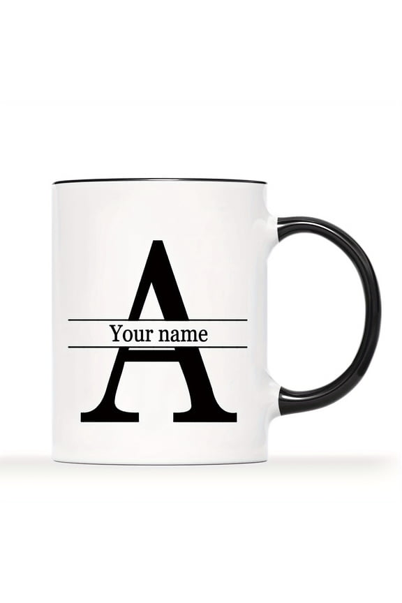 1pc, Unique Personalized Custom Letter Name Ceramic Coffee Mug - Durable Reusable Novelty Cup for Anniversary, Birthday, and Holiday Gifts - White Tea Cup for Summer and Winter Drinkware