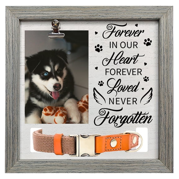 1 pc Pet Photo Frames for Tabletop Display Photo Frame Square with Word Gray Paw Print 230x230mm DIY