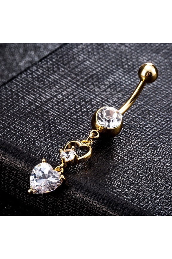 1 pc Piercing Jewelry Brass Cubic Zirconia Navel Ring Belly Rings with Surgical Stainless Steel Clear 45x8mm Bar: 15 Gauge(1.5mm) Bar Length: 3/8"(10mm)