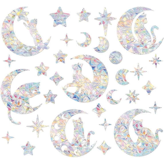 Window Decayl 1 pc Plastic Colored Laser Stained Window Film Static Stickers Rainbow ...