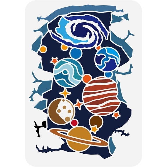 1 pc Plastic Drawing Painting Stencils Templates for Painting on Scrapbook Fabric Tiles Floor Furniture Wood Rectangle Planet 29.7x21cm