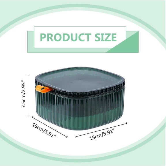1 pc Plastic Jewelry Box 3-Layers Square Earring Organizer with Lid Dark Green Stackable Jewelry Box Jewelry Display Holder for Earrings Necklaces Rings 15x15x7.5cm