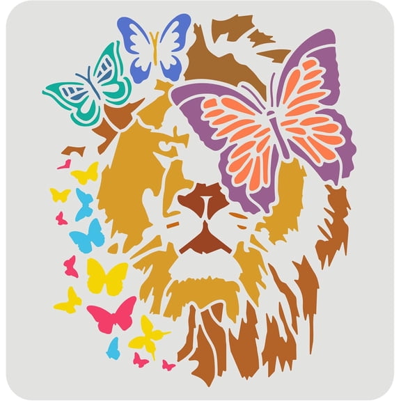 1 pc Plastic Reusable Drawing Painting Stencils Templates for Painting on Scrapbook Fabric Tiles Floor Square Lion Pattern 300x300mm