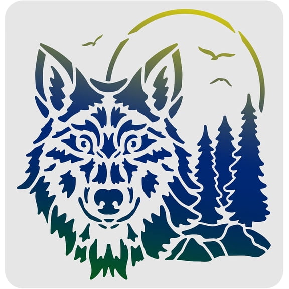 1 pc Plastic Reusable Drawing Painting Stencils Templates for Painting on Scrapbook Paper Wall Fabric Floor Furniture Wood Square Fox Pattern