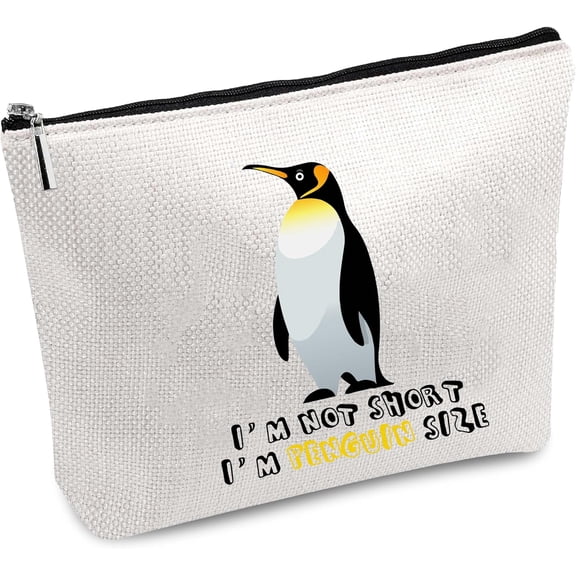 1 pc Polycotton Canvas Storage Bags Metal Zipper Pouches Rectangle with Pattern Penguin 18x25cm for Handmade