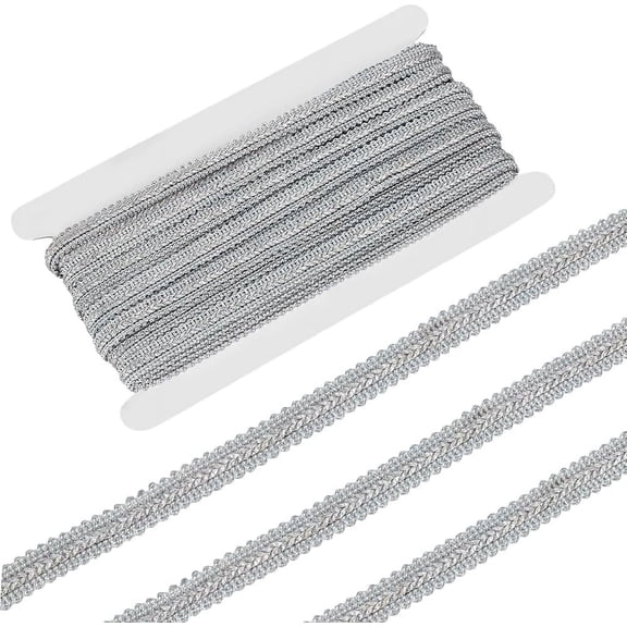 1 pc Polyester Curtain Lace Trimmer Ribbon Polyester Embroidery Lace Ribbon with Wave Edge Silver 1/2 inch(12mm) about 15.86 Yards(14.5m)/pc