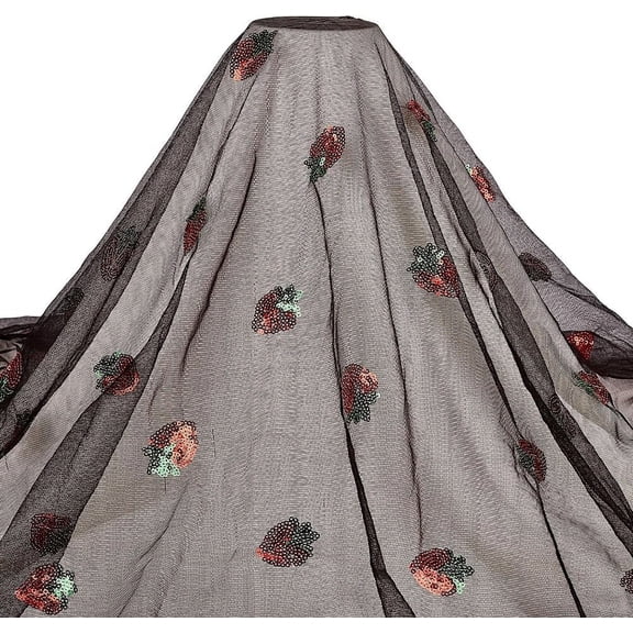1 pc Polyester Lase Fabric for Clothing Accessories Strawberry White 150mm 2yard/pc