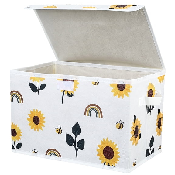 1 pc Polyester Storage Box for Clothes Rectangle Flower 380x240x240mm for DIY