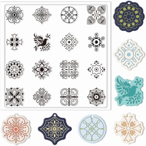1 pc Polymer Clay Texture Sheets Boho Polymer Clay Texture Mat Silicone Texture Stamp Clay Modeling Pattern Pad Silicone Clay Texture Mat